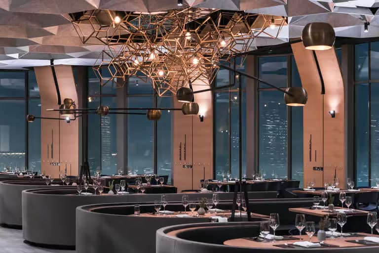 Skyline dining at night